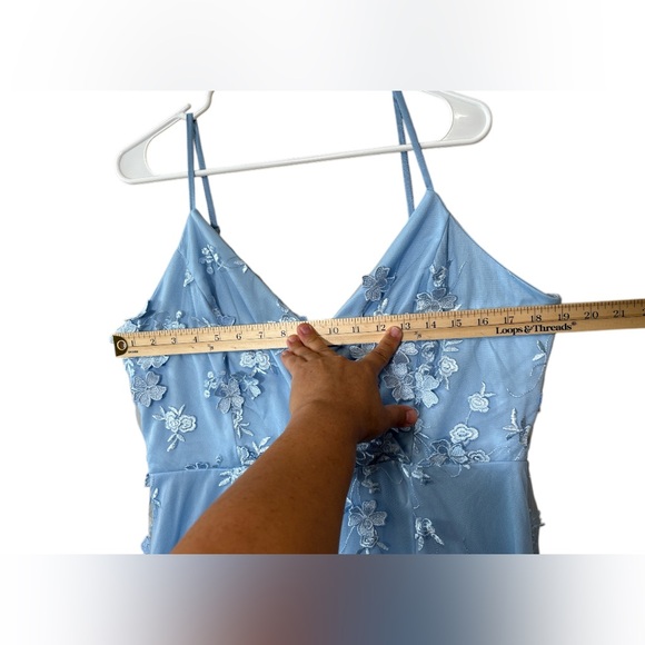 Lulu's Rare Presence Powder Blue 3D Floral Surplice Maxi Dress,Size XL,NWT - Picture 8 of 12